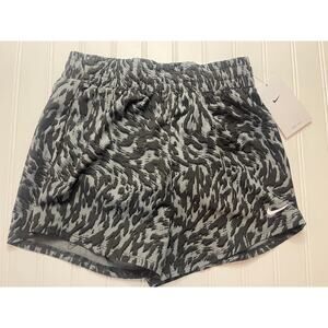 NWT Nike Girls One Woven High-Waisted Shorts Black Gray - Size Girl's Medium